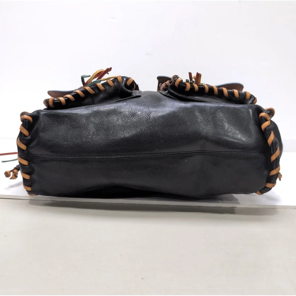 2005 Dooney & Bourke Bolero Western Satchel Black/Brown Leather Conchos Dust Bag